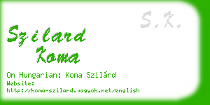 szilard koma business card